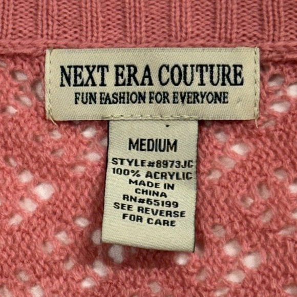 Next Era Couture size medium light pink colored cardigan styled top with buttons - Picture 2 of 7